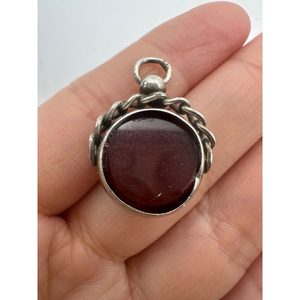 Antique Victorian sterling silver spinner charm pendant